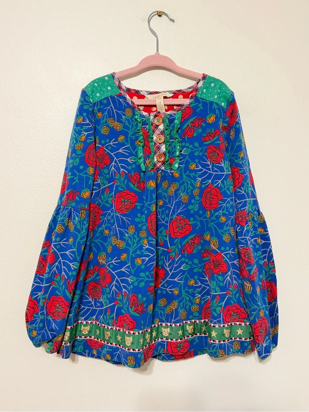MATILDA JANE Make Believe I Believe Tunic Floral Top Girl’s Size 8 Cats & Roses